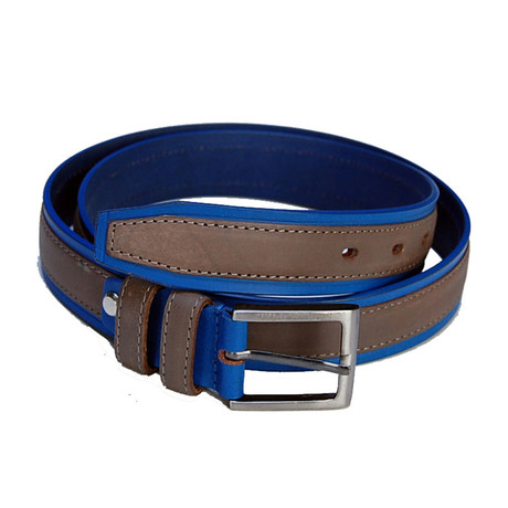 Leather Belt // Two-Toned // Blue + Taupe (28)