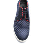 Woven Contrast Piped Derby Sneaker // Dark Blue (Euro: 39)