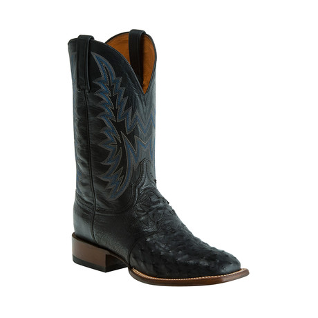 Full Quill Ostrich Horseman Style Western Boot // Black (US: 8)