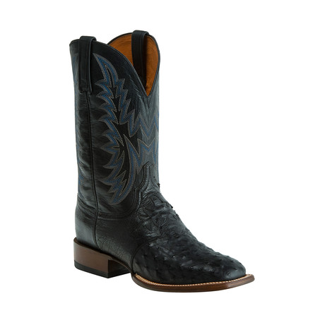 Full Quill Ostrich Horseman Style Western Boot // Black // EE (Wide) (US: 12)