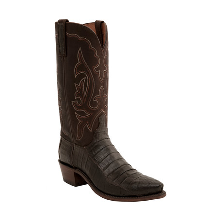Ultra Belly Caiman Crocodile Pointed Toe Western Boot // Chocolate (US: 8)