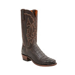 Ultra Belly Caiman Crocodile Square Toe Western Boot // Chocolate (US: 8)