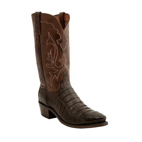 Ultra Belly Caiman Crocodile Pointed Toe Western Boot // Brown (US: 8)