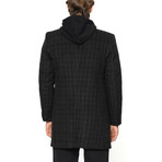 Brad Checked Overcoat // Black (XXL)