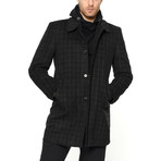 Brad Checked Overcoat // Black (XXL)