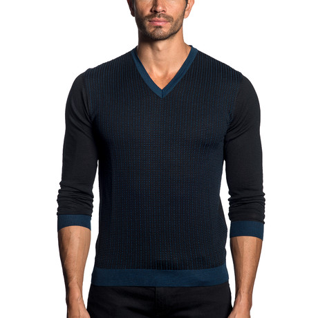 Knit Sweater // Black + Blue (S)
