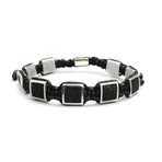 Flat Bead Shamballa Bracelet // Black Genuine Stingray // White Gold