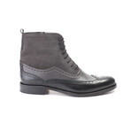 Mixed Texture Wingtip Lace-Up Boot // Grey (Euro: 46)