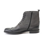 Mixed Texture Wingtip Lace-Up Boot // Grey (Euro: 46)