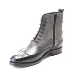 Mixed Texture Wingtip Lace-Up Boot // Grey (Euro: 46)