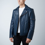 Mason + Cooper Ethan Leather Jacket // Navy (XL)