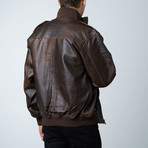 Wilda Leather Bomber Jacket // Brown (S)