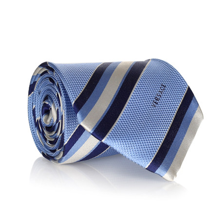 Textured Stripe Tie // Light Blue + Navy