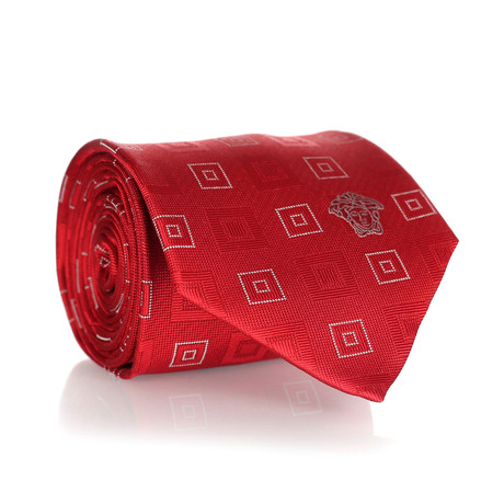 Concentric Squares Tie // Red + White