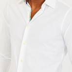 Clayton Slim Fit Button-Down W/ Floral Contrast // Bright White (S)