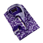 Paisley Print Button-Up Shirt // Purple (S)