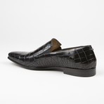 Alligator Design Textured Loafer // Black (US: 8.5)