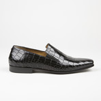 Alligator Design Textured Loafer // Black (US: 8)