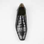 Alligator Design Textured Loafer // Black (US: 8.5)