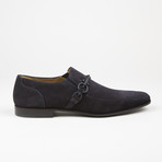 Suede Buckle Loafer // Navy (US: 7.5)