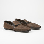 Textured Buckle Loafer // Brown (US: 10.5)