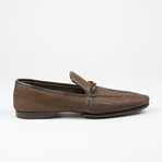 Textured Buckle Loafer // Brown (US: 10.5)