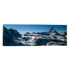 Skiers on Mountains in Winter, Matterhorn, Switzerland (36"W x 12"H x 0.75"D)