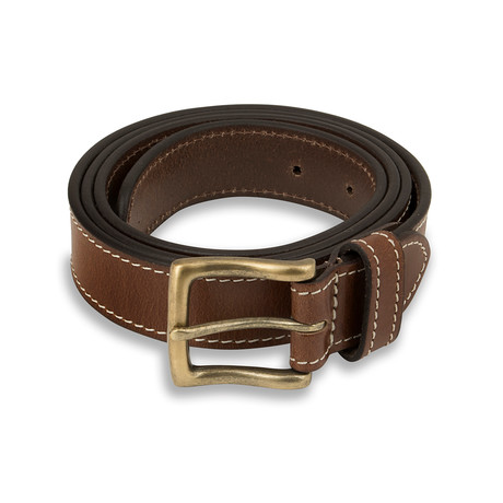 Contrast Stitched Casual Belt // Tan (34)