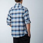Woven Plaid Flannel // Grey + Blue (L)
