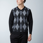 V-Neck Diamond Sweater // Black (XL)