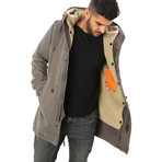 Hooded Lined Parka Jacket // Piombo (L)