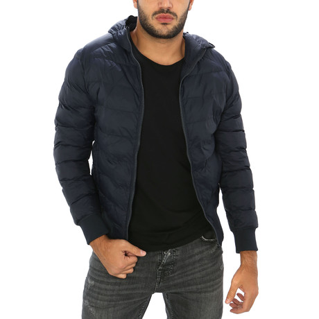 Hooded Puffer Jacket // Navy (S)