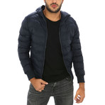 Hooded Puffer Jacket // Navy (M)