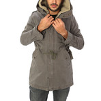 Hooded Lined Parka Jacket // Piombo (L)