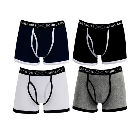 Cotton Boxer Briefs // Black + White + Navy + Grey // Pack of 4 (S)