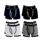 Cotton Boxer Briefs // Black + White + Navy + Grey // Pack of 8 (S)