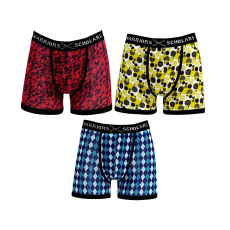 Rocket Moisture Wicking Boxer Brief // Red + Yellow + Blue // Pack of 3 (S)