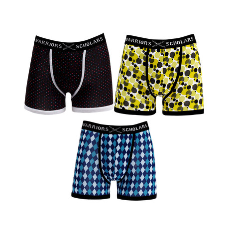 SNK Moisture Wicking Boxer Brief // Black + Yellow + Blue // Pack of 3 (S)