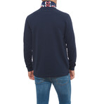 Pique Long-Sleeve Polo // Dark Blue (XL)