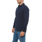 Pique Long-Sleeve Polo // Dark Blue (XL)