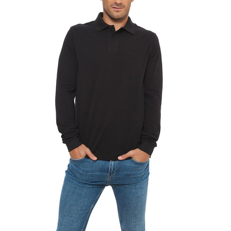 Pique Long-Sleeve Polo // Nero (S)