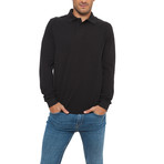 Pique Long-Sleeve Polo // Nero (M)