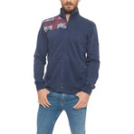 Full-Zip Acid Wash Sweatshirt // Dark Blue (XL)