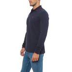 Pique Long-Sleeve Polo // Dark Blue + Amaranto (2XL)