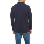 Pique Long-Sleeve Polo // Dark Blue + Amaranto (2XL)