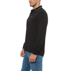 Pique Long-Sleeve Polo // Nero + Antracite (2XL)