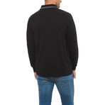 Pique Long-Sleeve Polo // Nero + Antracite (2XL)