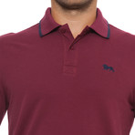 Pique Long-Sleeve Polo // Amaranto + Dark Blue (M)