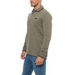 Pique Long-Sleeve Polo // Verde Militare + Nero (2XL)