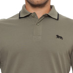 Pique Long-Sleeve Polo // Verde Militare + Nero (2XL)